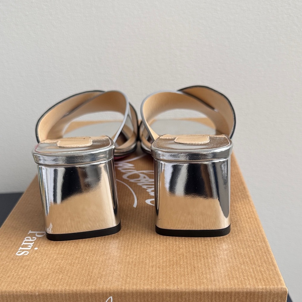 Christian Louboutin Silver Mules with Rainbow Straps - Picture 4 of 6